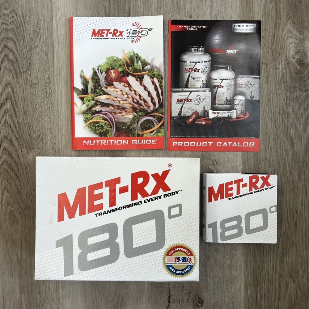 MET-RX 180 Home Workout 12 DVD Set Nutrition Guide Cookbook Product Catalog